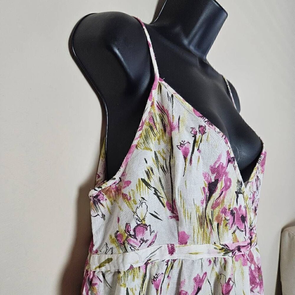Zara Basic Floral Linen Blend Dress - Picture 2 of 7